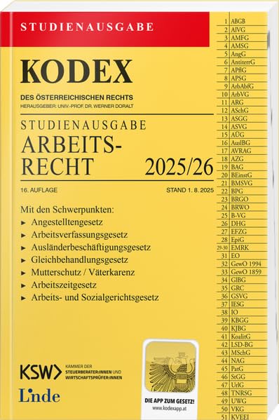 KODEX Studienausgabe Arbeitsrecht 2025/26: Studienausgabe Law