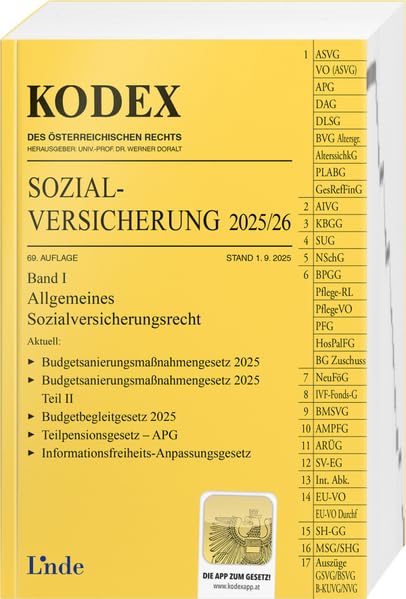 KODEX Sozialversicherung 2025/26, Band I (Kodex des Österreichischen Rechts) Law