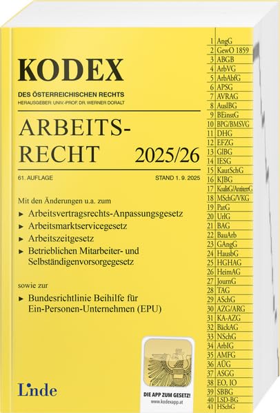 KODEX Arbeitsrecht 2025/26 (Kodex des Österreichischen Rechts) Law