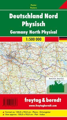 Deutschland Nord physisch 1:500000: Plano in Rolle (freytag & berndt Poster + Markiertafeln) Leisure, Home & Garden
