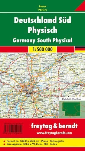 Deutschland Süd physisch, 1:500.000, Poster Leisure, Home & Garden