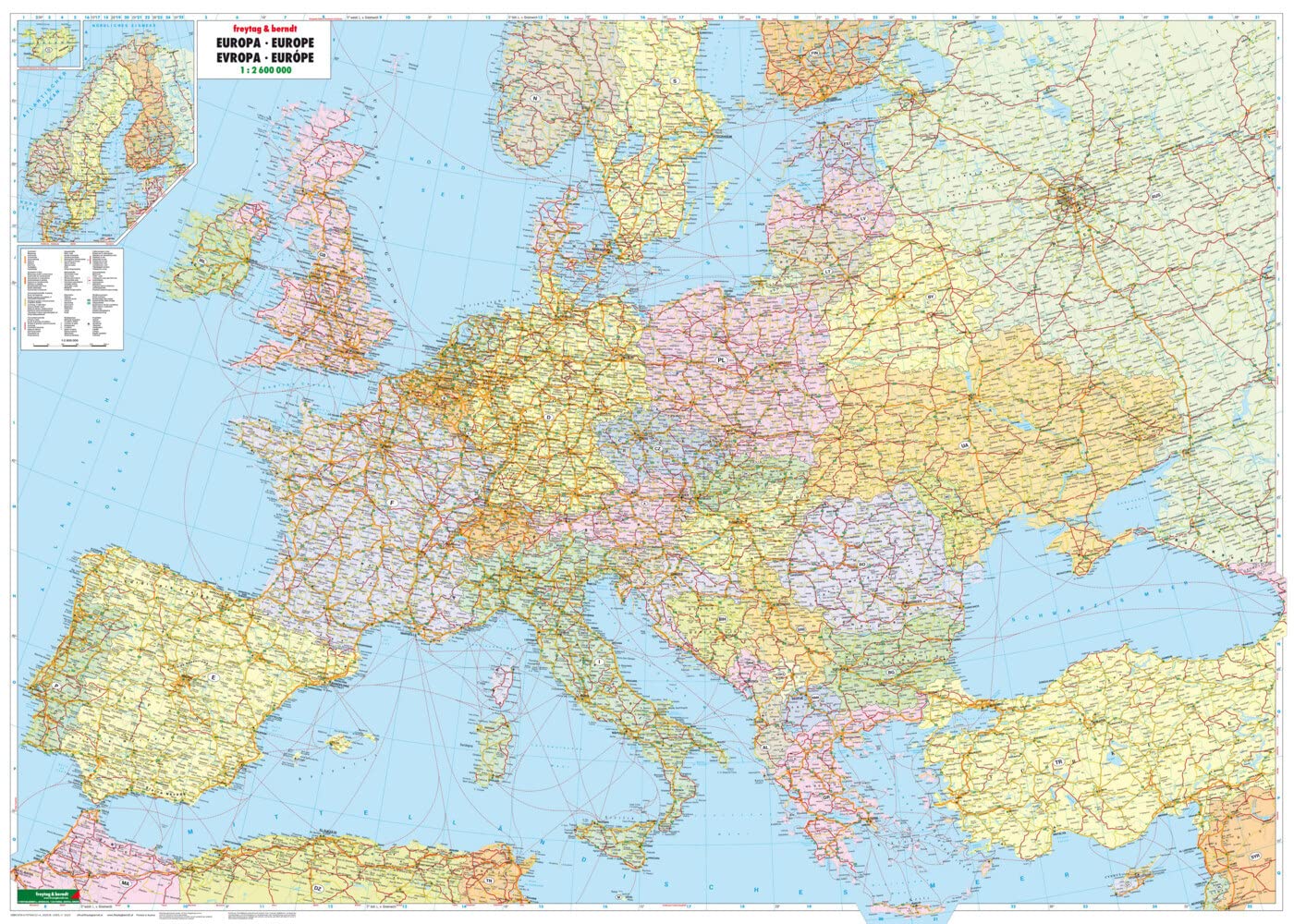Europa politisch 1 : 2,6 Mio. Poster-Karte book