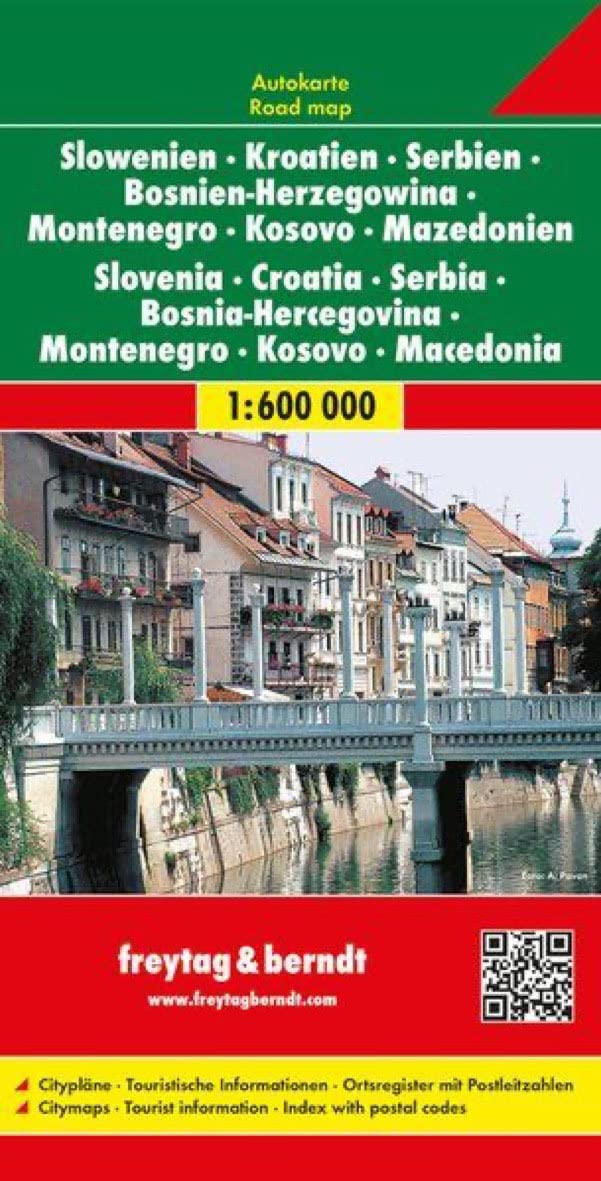 Slowenien / Kroatien / Serbien /  Bosnien-Herzegowina / Montenegro / Kosovo / Mazedonien 1 : 600 000. Autokarte Leisure, Home & Garden