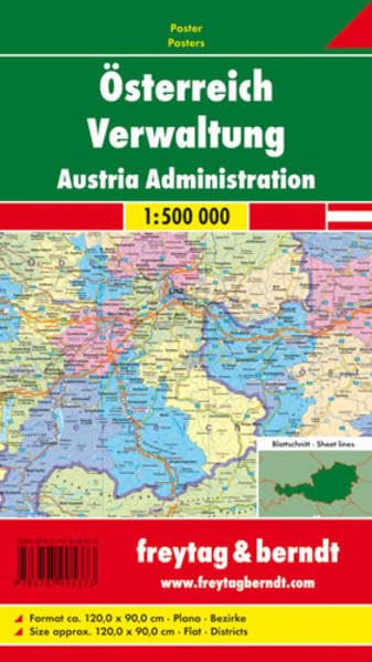 Österreich Verwaltung, 1:500.000, Poster (freytag & berndt Poster + Markiertafeln) Leisure, Home & Garden