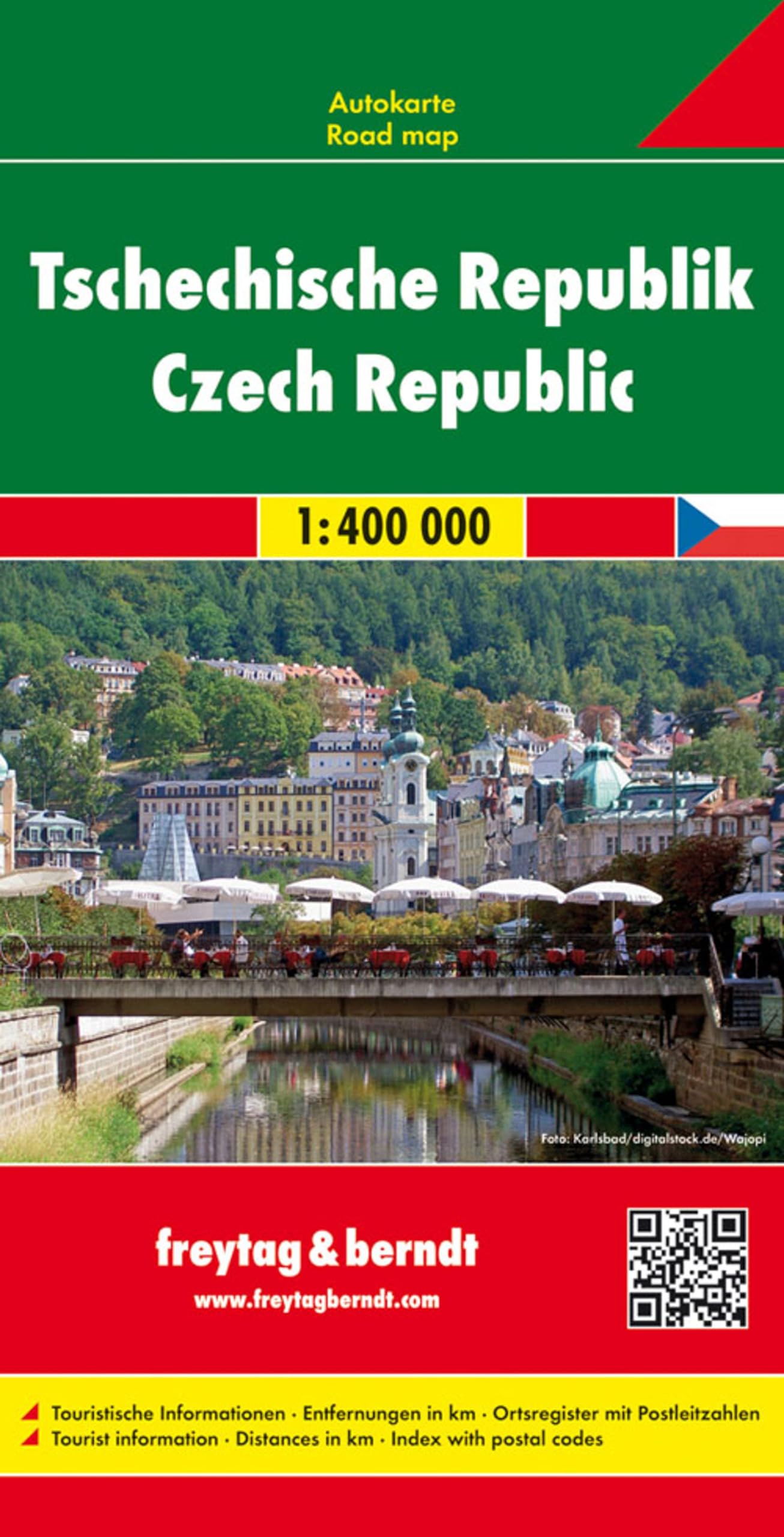 Tschechische Republik, Autokarte 1:400.000: Touristische Informationen, Entfernungen in km, Ortsregister mit Postleitzahlen Leisure, Home & Garden