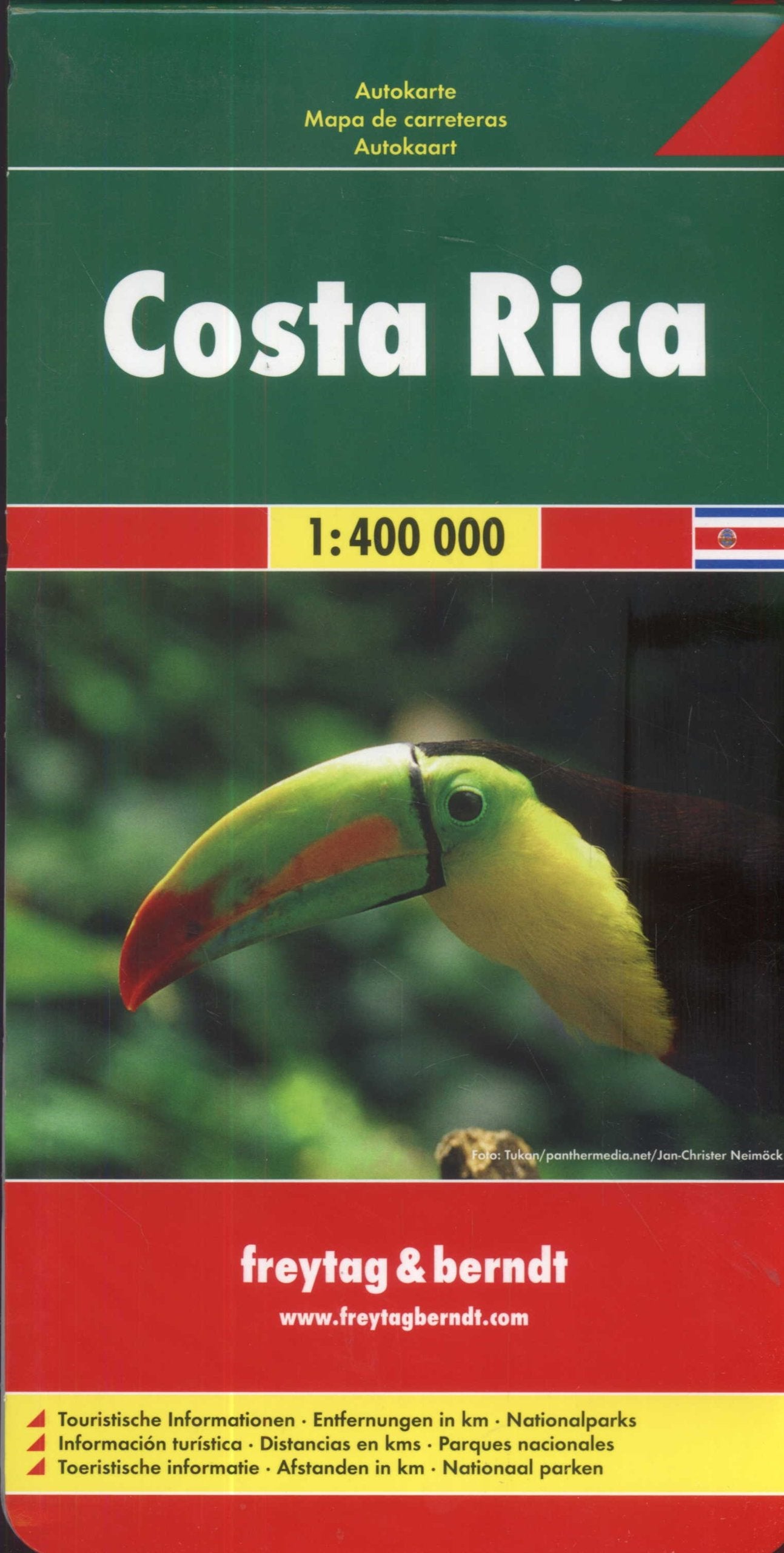 Costa Rica: 1:400000: Touristische Informationen, Entfernungen in km, Nationalparks Leisure, Home & Garden