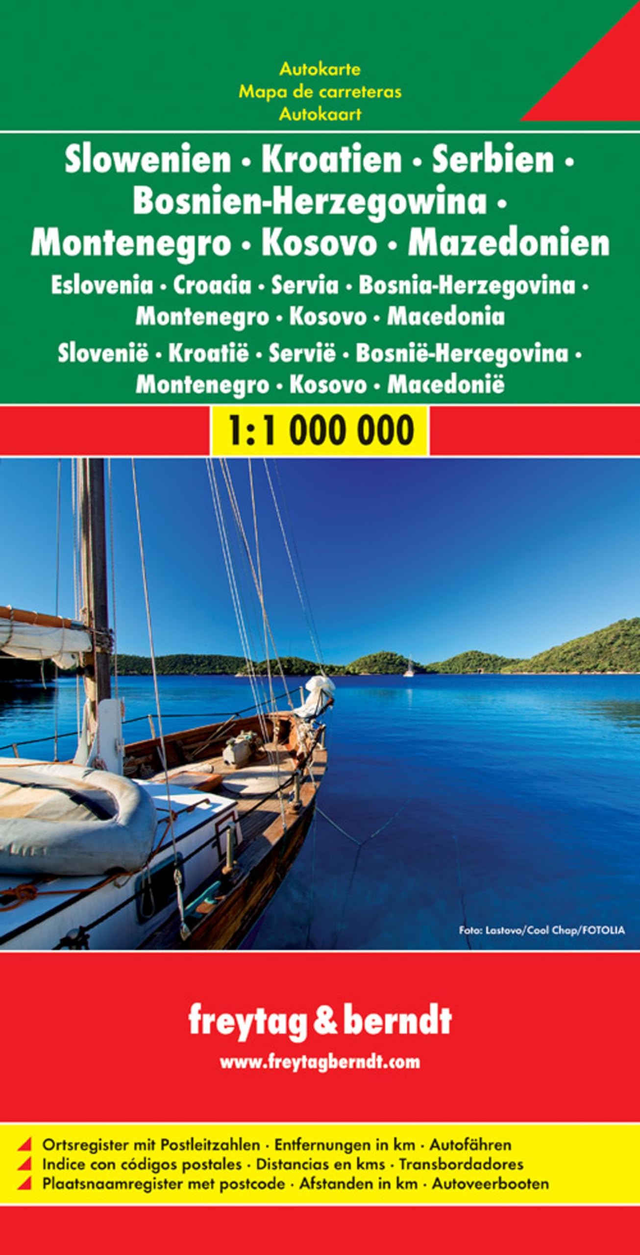 Slowenien / Kroatien / Serbien / Bosnien-Herzegowina / Montenegro / Kosovo / Mazedonien 1 : 1 000 000. Autokarte Leisure, Home & Garden