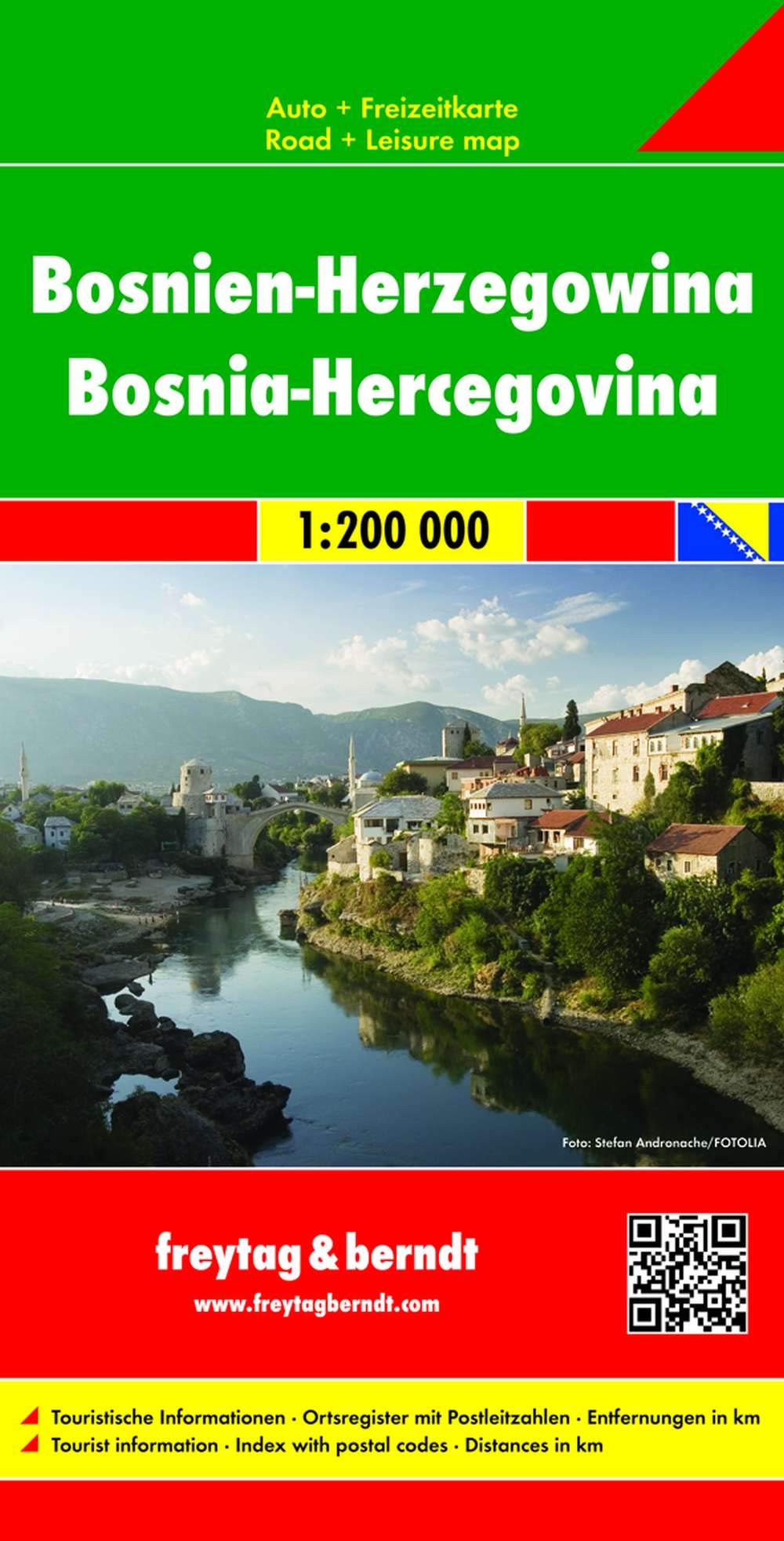 Bosnien-Herzegowina: Maßstab 1:200.000: Auto + Freizeikarte. Touristische Informationen, Ortsregister mit Postleitzahlen, Entfernungen in km (freytag & berndt Auto + Freizeitkarten) Leisure, Home & Garden