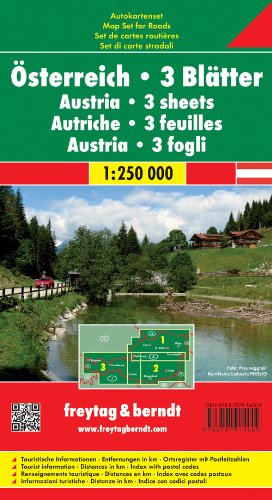 freytag & berndt Auto + Freizeitkarten: Österreich Set: 3 Blätter in Kunststoff-Hülle. 1:250000: Touristische Informationen, Entfernungen in km, Ortsregister mit Postleitzahlen Leisure, Home & Garden