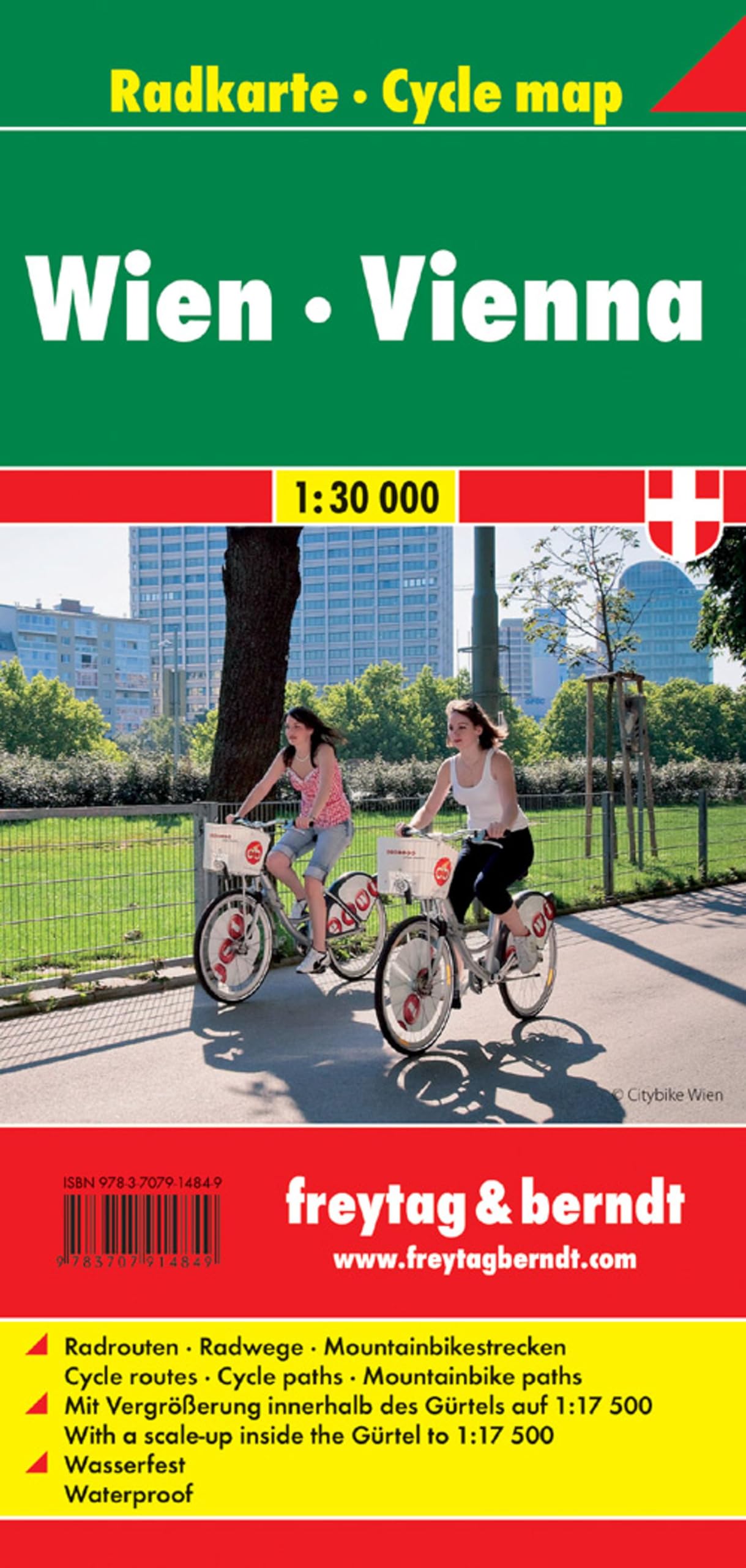freytag & berndt Radkarte Wien 1:30.000: Radrouten, Radwege, Mountainbikestrecken. Bis Seestadt Aspern. Mit Vergrößerung innerhalb des Gürtels auf 1:17.500. Wasserfest Leisure, Home & Garden