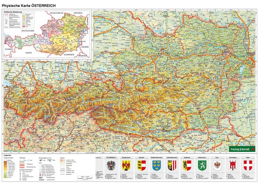 Schulhandkarte Österreich, 1:1.000.000: Physische Karte (freytag & berndt Poster + Markiertafeln) Leisure, Home & Garden