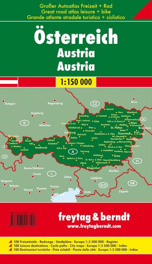 Österreich, Autoatlas - Radatlas - Freizeitatlas 1:150.000: 100 Freizeitziele, Radwege, Stadtpläne, Register (freytag & berndt Auto + Freizeitkarten) Leisure, Home & Garden