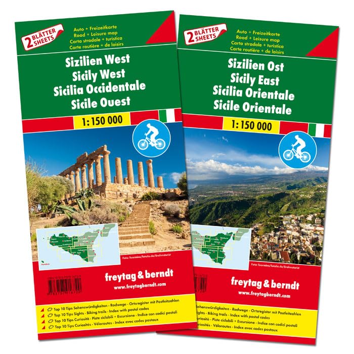 Sizilien West und Ost, Set, Autokarte 1:150.000 Leisure, Home & Garden