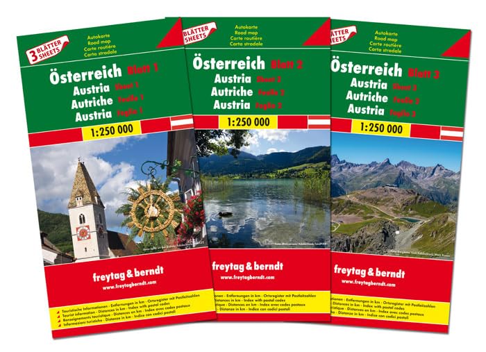 Österreich-Set, Autokarte 1:250.000, 3 Blätter in Kunststoff-Hülle Leisure, Home & Garden