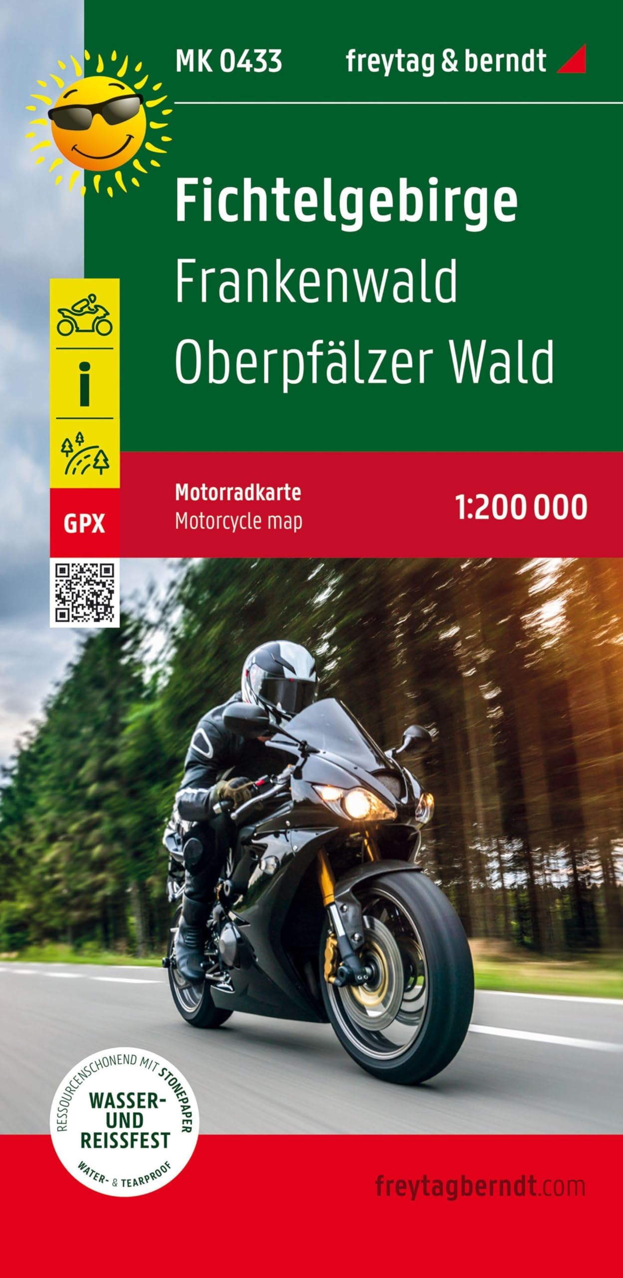 Fichtelgebirge, Motorradkarte 1:200.000, freytag & berndt: Frankenwald - Oberpfälzer Wald, mit Toureninfos, GPX Tracks, wasserfest und reißfest (freytag & berndt Motorradkarte) Leisure, Home & Garden