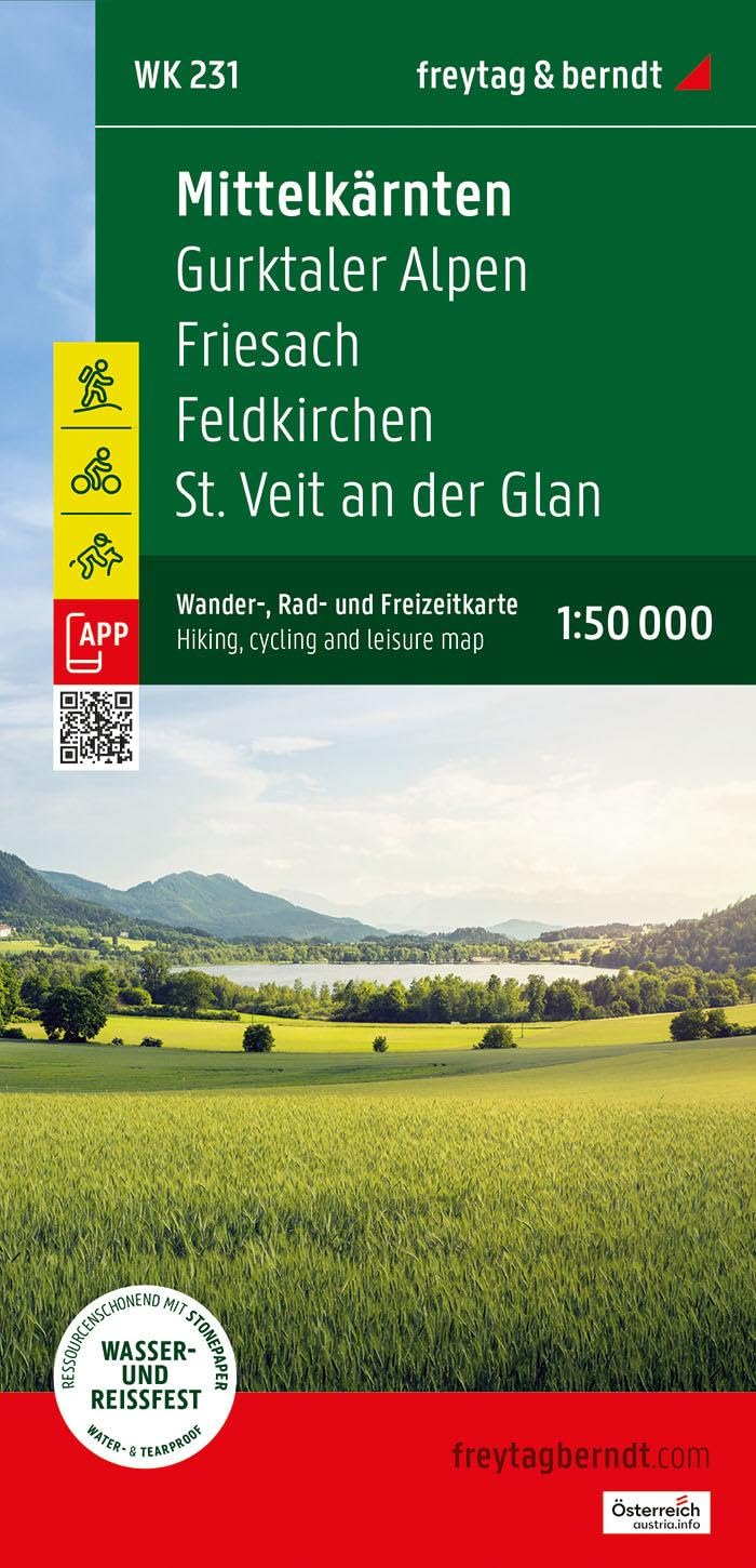 Mittelkärnten, Wander-, Rad- und Freizeitkarte 1:50.000, freytag & berndt, WK 231 Leisure, Home & Garden