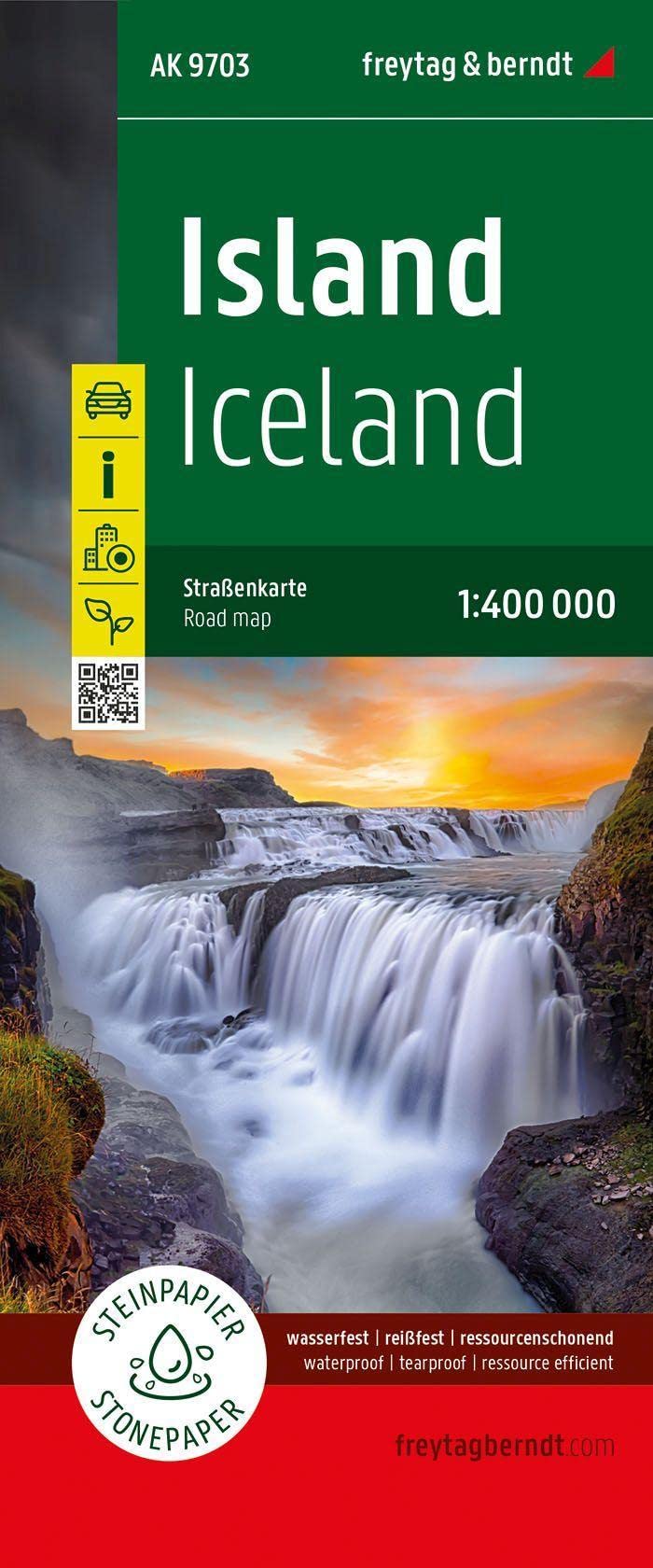 Island, Straßenkarte 1:400.000, freytag & berndt, Softcover Leisure, Home & Garden