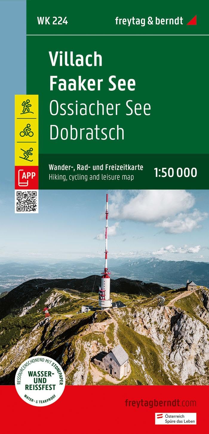 Villach - Faaker See, Wander-, Rad- und Freizeitkarte 1:50.000, freytag & berndt, WK 224: Ossiacher See - Dobratsch, Mit APP, wasserfest und reißfest ... & berndt Wander-Rad-Freizeitkarten, Band 224) Leisure, Home & Garden