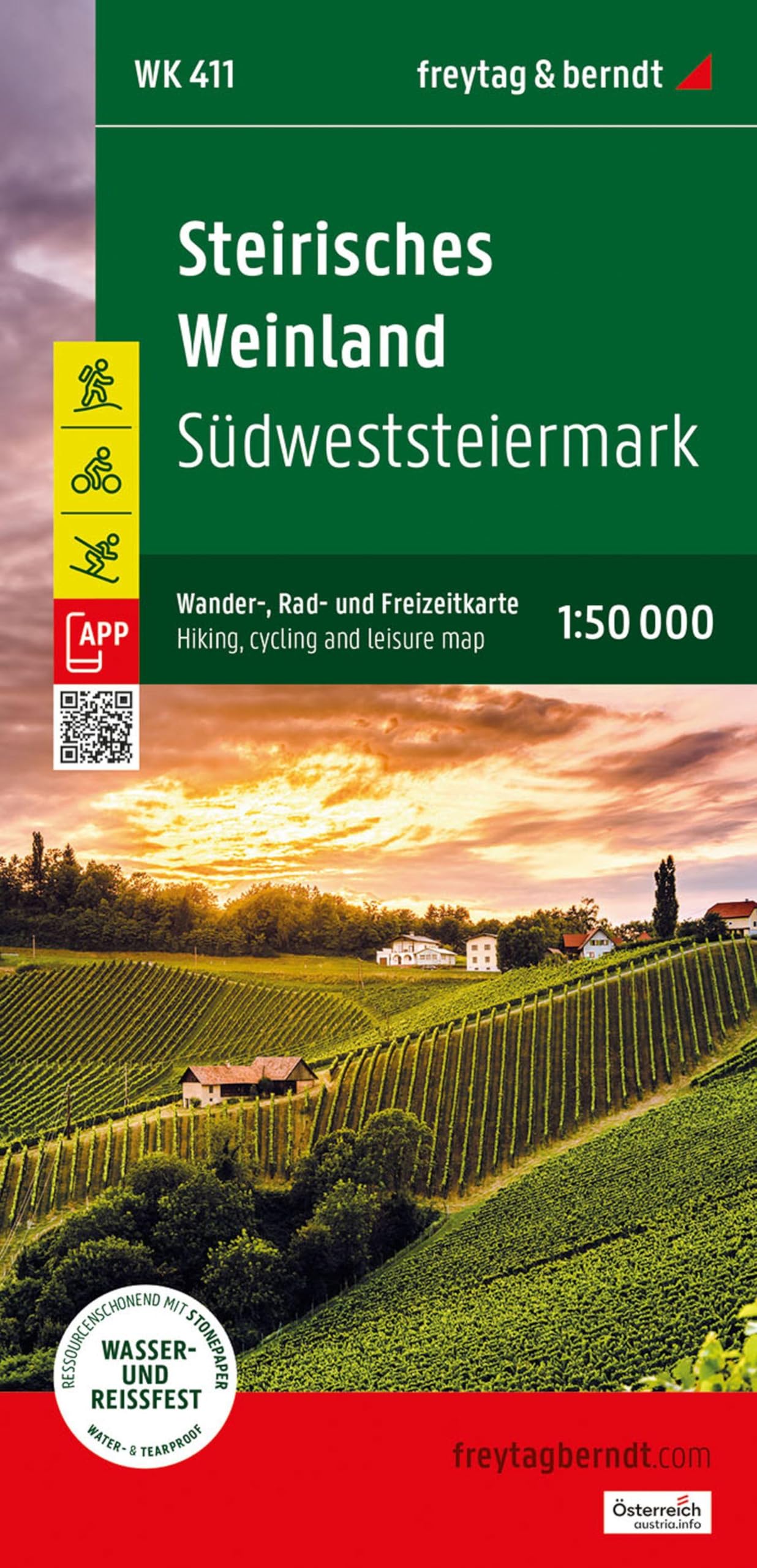 Steirisches Weinland, Wander-, Rad- und Freizeitkarte 1:50.000, freytag & berndt, WK 411: Südweststeiermark, mit APP, wasserfest und reißfest (freytag & berndt Wander-Rad-Freizeitkarten) Leisure, Home & Garden
