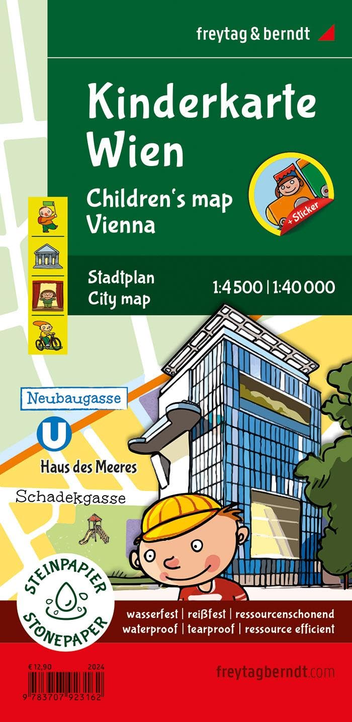 Kinderkarte Wien, Poster 1:40.000, freytag & berndt: 90 x 61 cm, mit Innenstadtplan und Stickerbogen, deutsch / englisch (freytag & berndt Poster + Markiertafeln) Leisure, Home & Garden