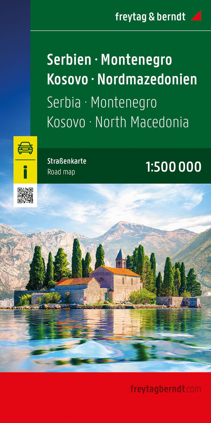 Serbien - Montenegro - Kosovo - Nordmazedonien, Straßenkarte 1:500.000, freytag & berndt Leisure, Home & Garden