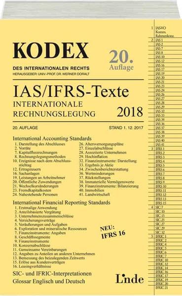 KODEX Internationale Rechnungslegung IAS/IFRS - Texte 2018 Law