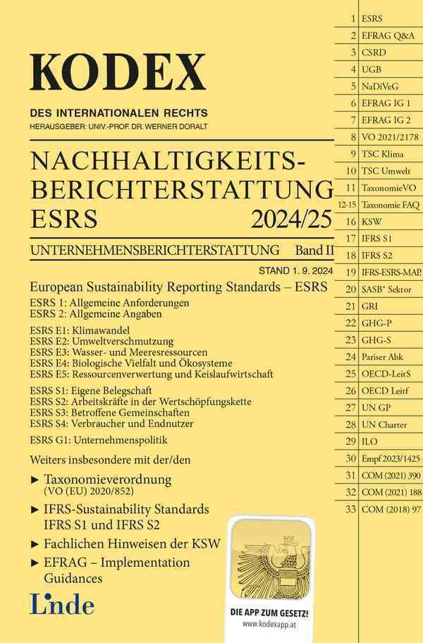 KODEX Nachhaltigkeitsberichterstattung - ESRS (Kodex des Internationalen Rechts) Law