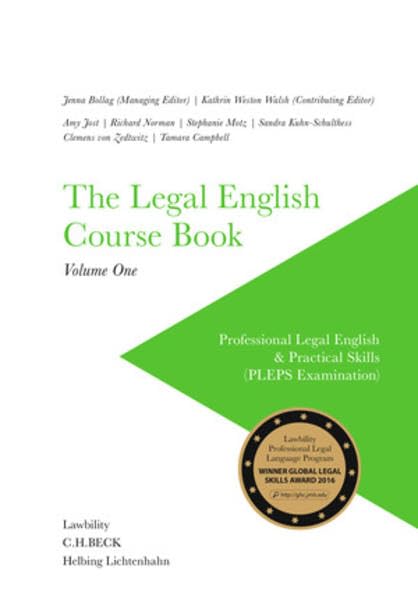 The Legal English Course Book Volume One Law