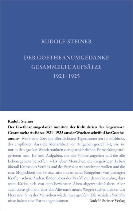 Der Goetheanumgedanke inmitten der Kulturkrisis der Gegenwart Health, Nutrition & Fitness