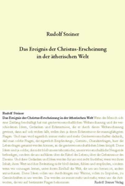 Das Ereignis der Christus-Erscheinung in der ätherischen Welt: 16 Vorträge, 1910 in verschiedenen Städten (Rudolf Steiner Gesamtausgabe: Schriften und Vorträge) Health, Nutrition & Fitness