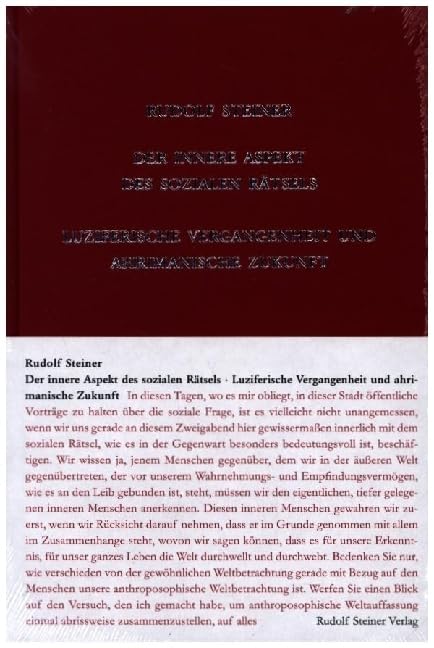 Der innere Aspekt des sozialen Rätsels: Luziferische Vergangenheit und ahrimanische Zukunft. Zehn Vorträge in verschiedenen Städten, 1919 (Rudolf Steiner Gesamtausgabe: Schriften und Vorträge) Health, Nutrition & Fitness