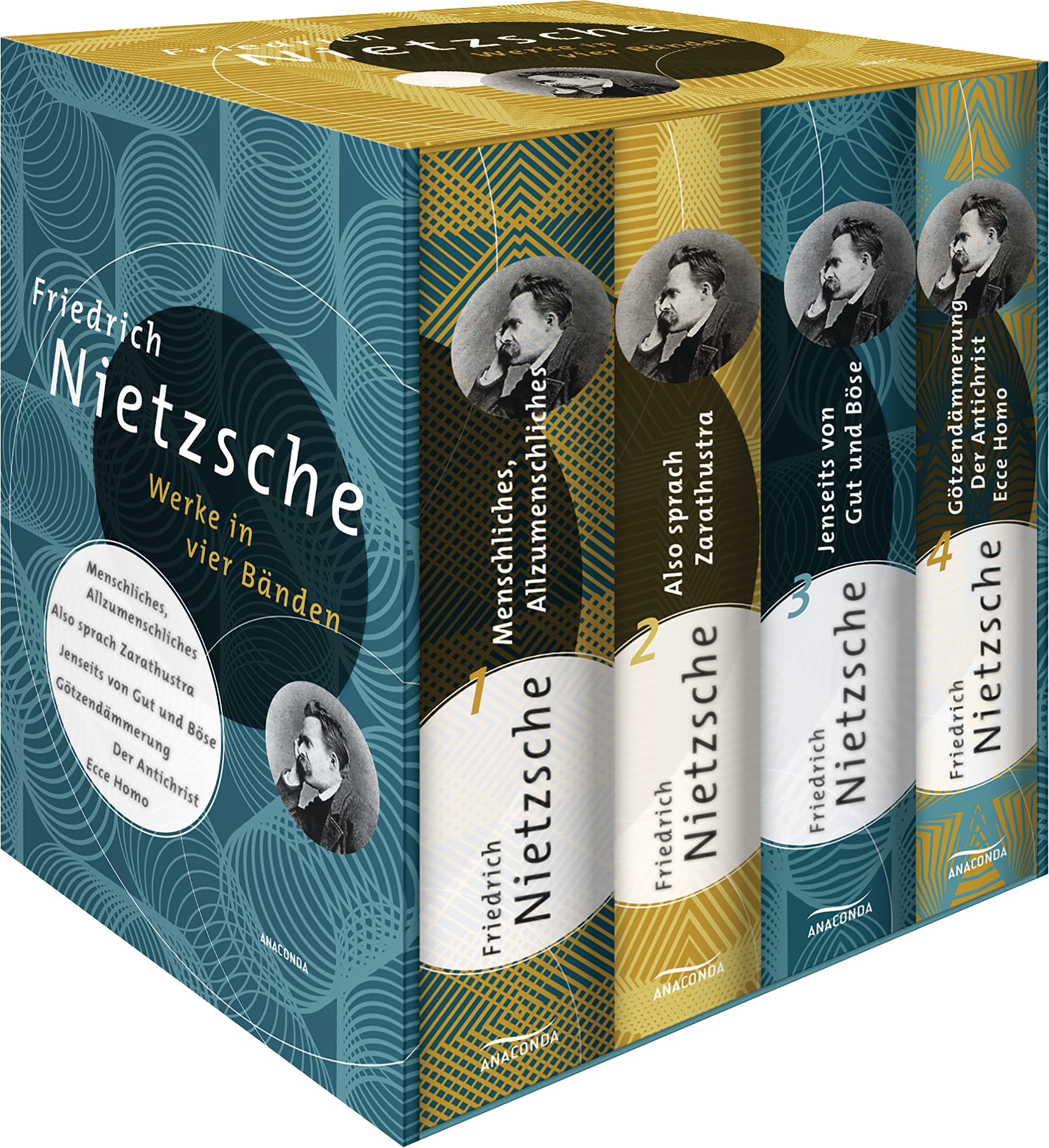 Friedrich Nietzsche, Werke in vier Bänden (Menschliches, Allzu Menschliches - Also sprach Zarathustra - Jenseits von Gut und Böse - Götzendämmerung/Der Antichrist/Ecce Homo) (4 Bände im Schuber) Philosophy