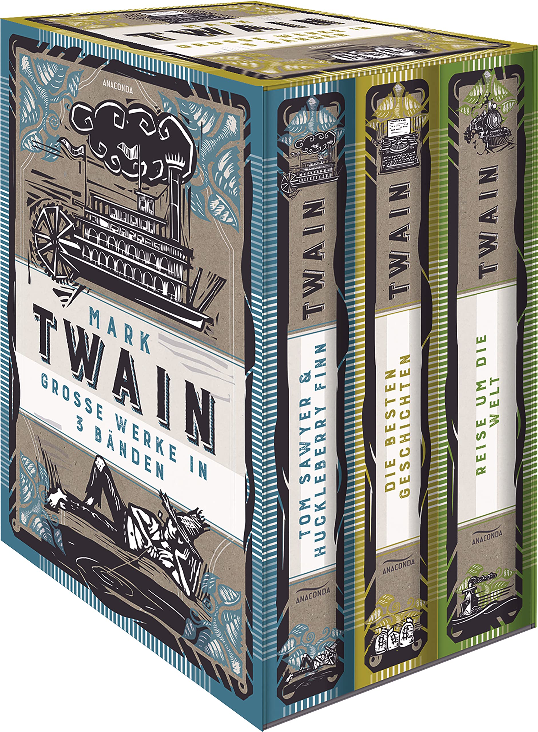 Mark Twain, Grosse Werke in 3 Bänden im Schmuck-Schuber Classics