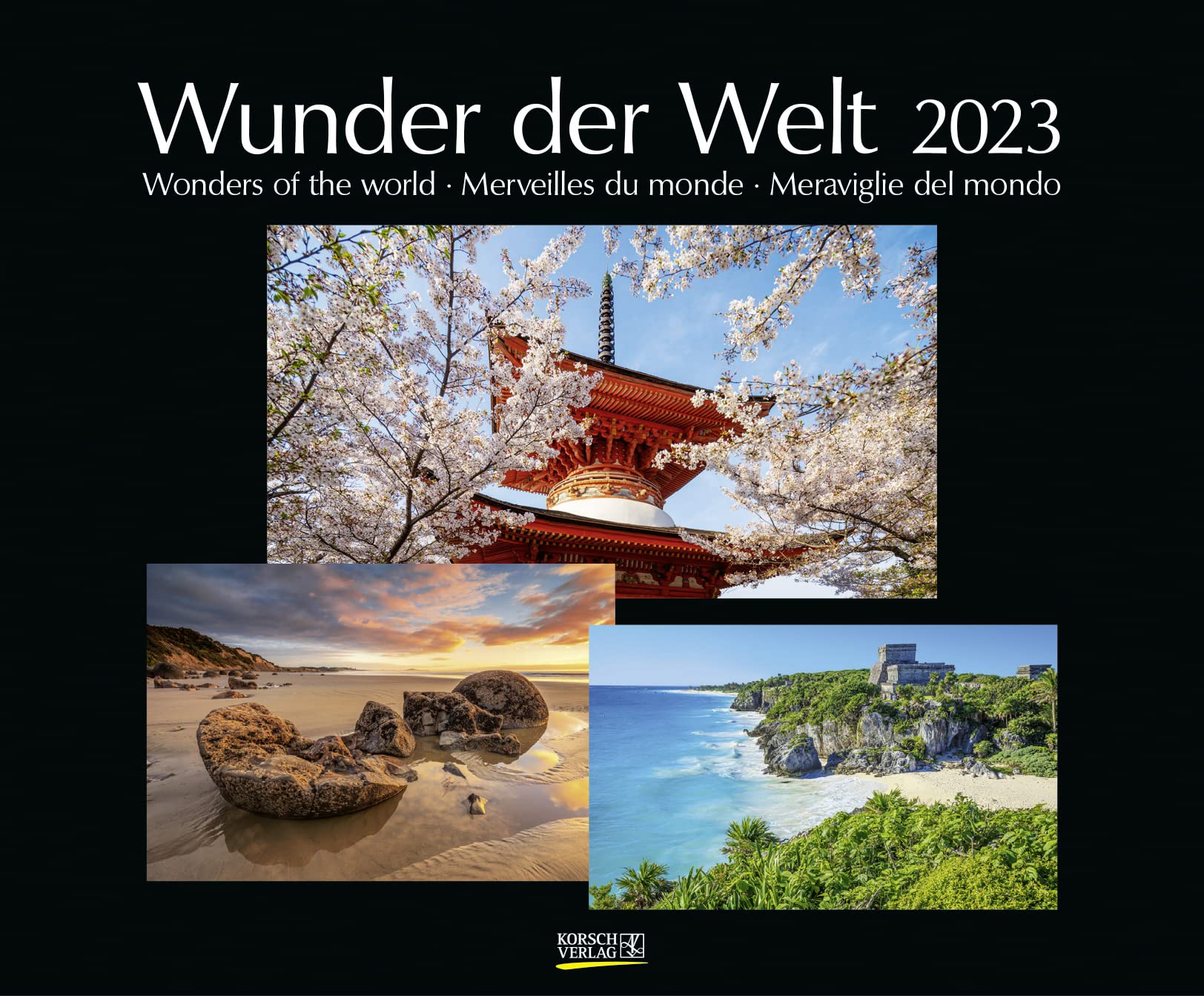 Wunder der Welt 2023: Großer Wandkalender über die Landschaft und Wahrzeichen der Erde. PhotoArt Kalender mit edlem schwarzem Hintergrund. 55 x 45,5 cm Leisure, Home & Garden