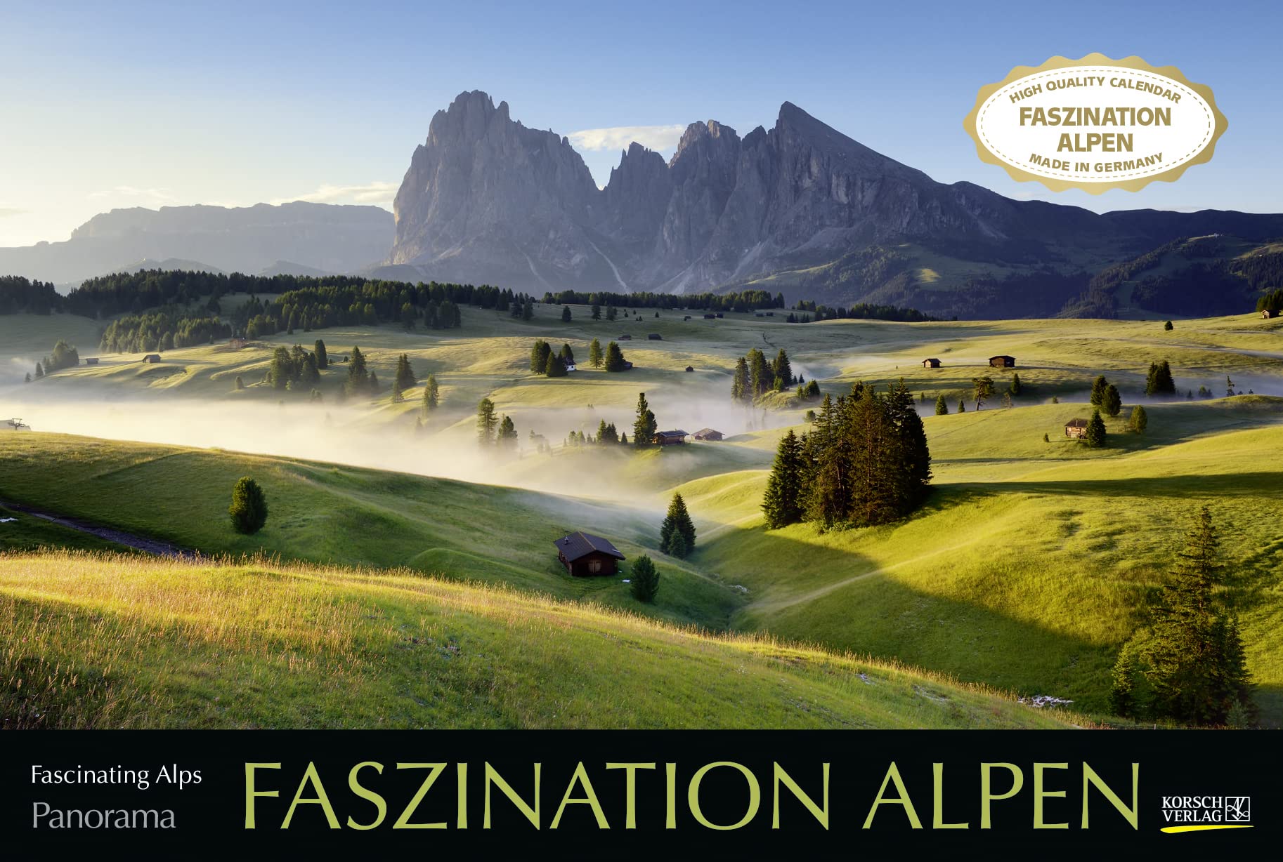 Faszination Alpen 2023: Großer Foto-Wandkalender mit Bildern von Gipfeln der Alpen. Edler schwarzer Hintergrund. PhotoArt Panorama Querformat: 58x39 cm. Photography