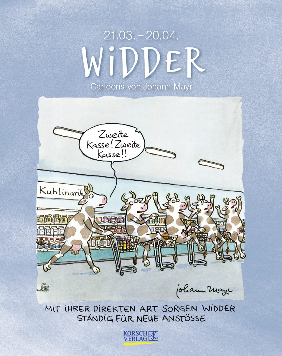Widder 2023: Sternzeichenkalender-Cartoonkalender als Wandkalender im Format 19 x 24 cm. Film, Art & Culture