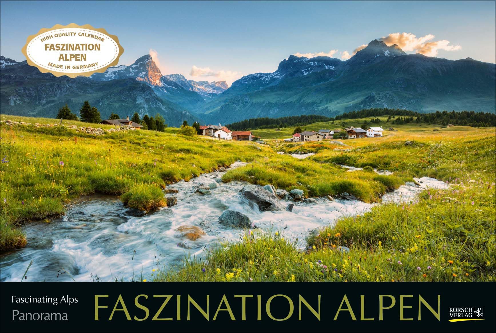 Faszination Alpen 2024: Großer Foto-Wandkalender mit Bildern von Gipfeln der Alpen. Edler schwarzer Hintergrund. PhotoArt Panorama Querformat: 58x39 cm. Photography