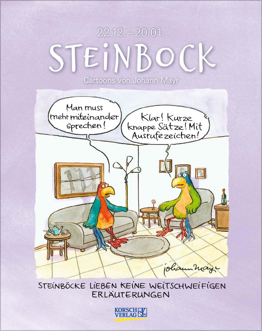 Steinbock 2024: Sternzeichenkalender-Cartoonkalender als Wandkalender im Format 19 x 24 cm. Film, Art & Culture