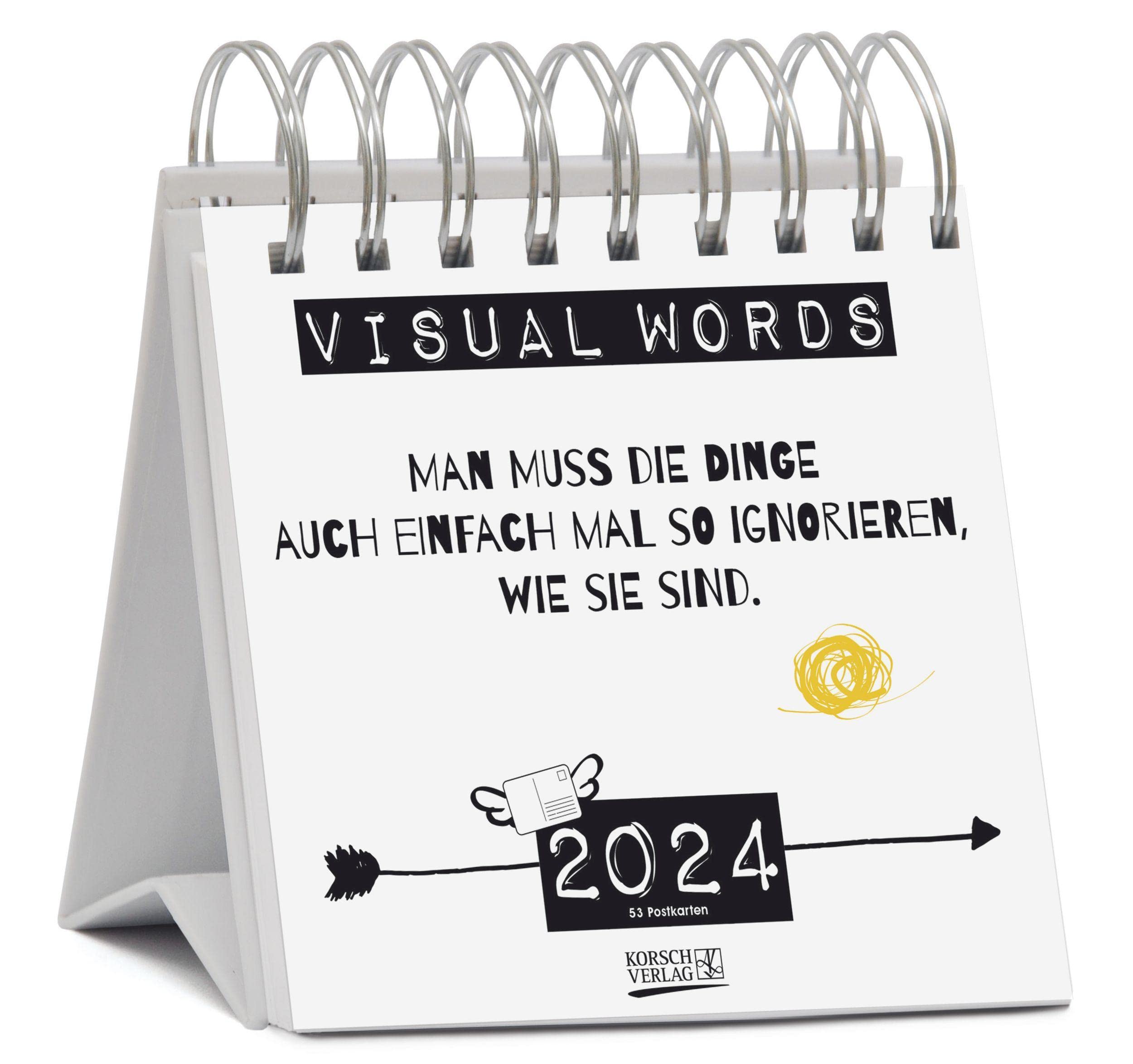 Visual Words 2024: Aufstellbarer Typo-Art Postkartenkalender. Jede Woche ein neuer Spruch. Hochwertiger Wochenkalender für den Schreibtisch Film, Art & Culture