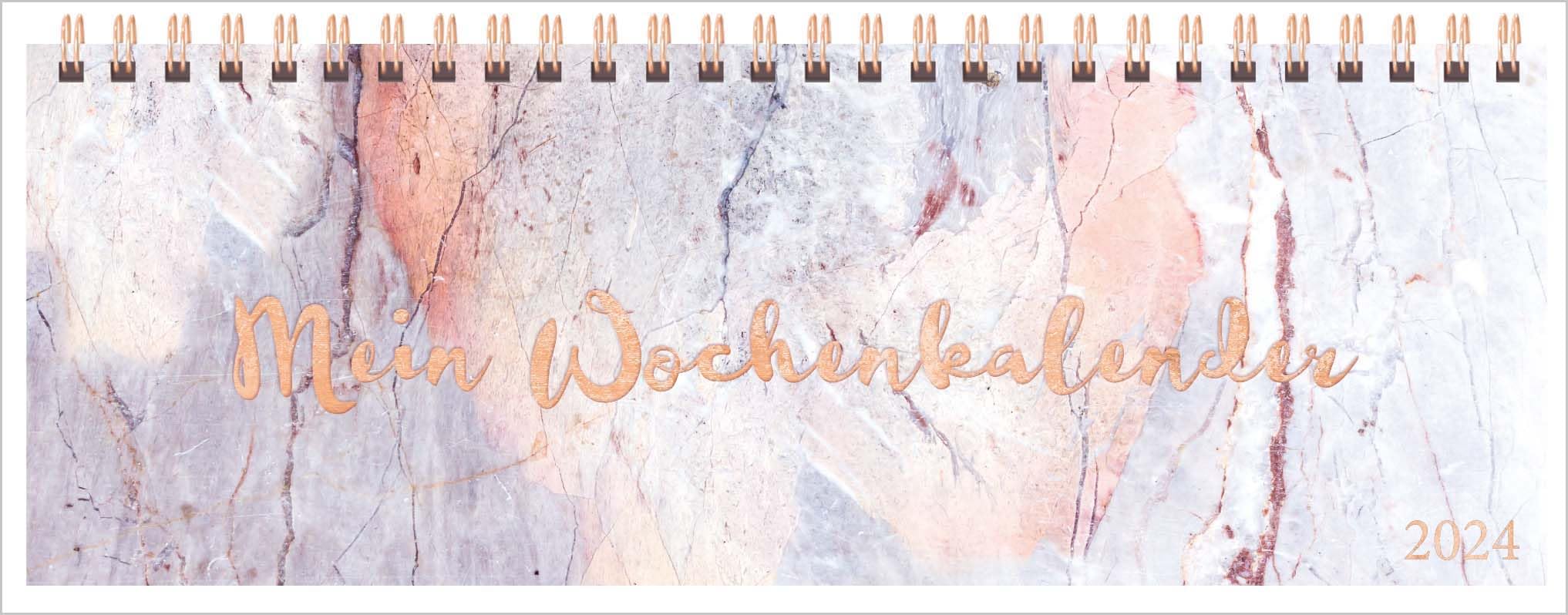 Tischquerkalender Marble 2024: 1 Woche 2 Seiten; Tischkalender quer mit viel Platz für Notizen; Format: 29,8 x 10,5 cm book