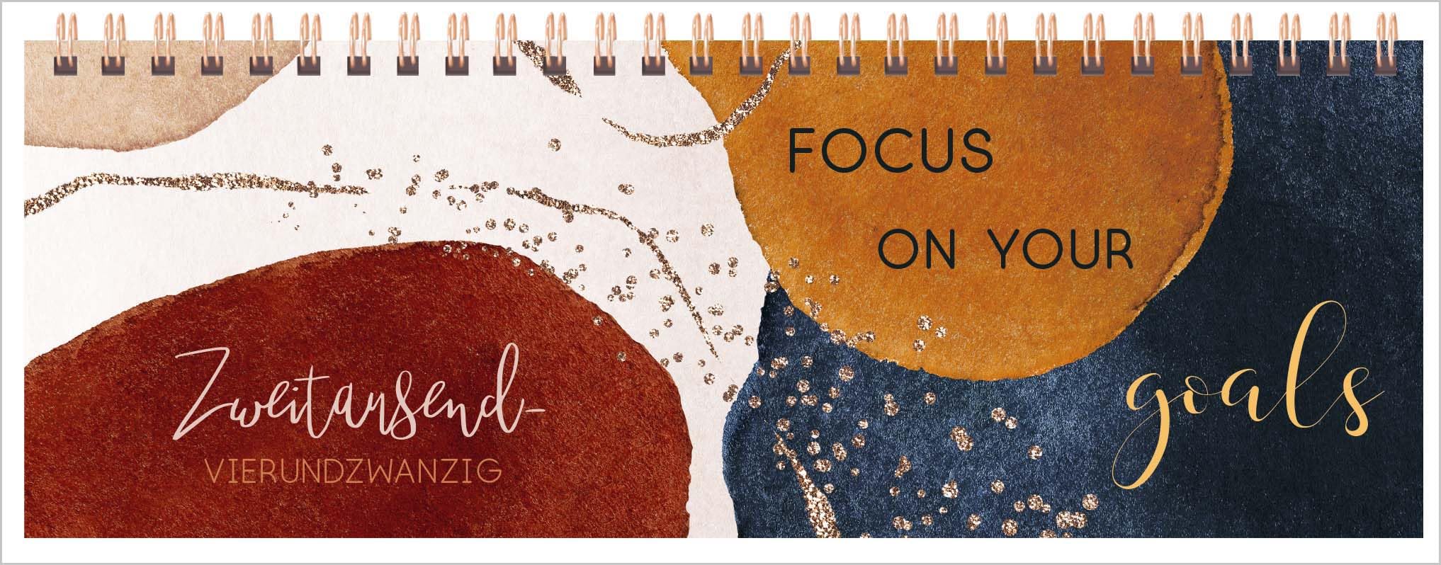 Tischkalender quer Goals 2024: 1 Woche auf 2 Seiten; Mit Sprüchen und viel Platz für Notizen; Format: 29,8 x 10,5 cm Books