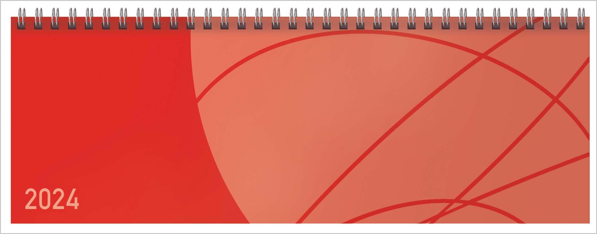 Tischkalender quer Professional Colourlux 2024 rot: 1 Woche 2 Seiten; Bürokalender; Tischquerkalender im Format: 29,8 x 10,5 cm book