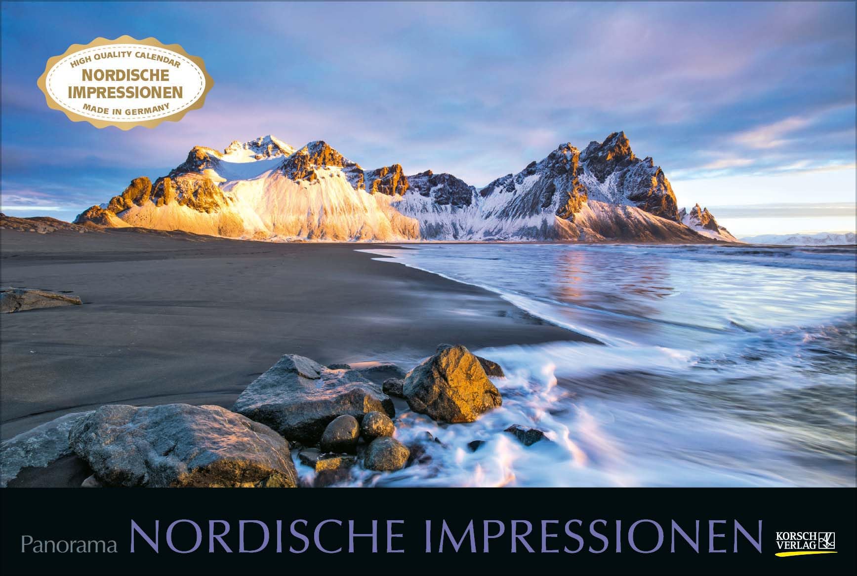 Nordische Impressionen 2024: Großer Foto-Wandkalender mit Bildern aus nördlichen Ländern. Edler schwarzer Hintergrund. PhotoArt Panorama Querformat: 58x39 cm. book