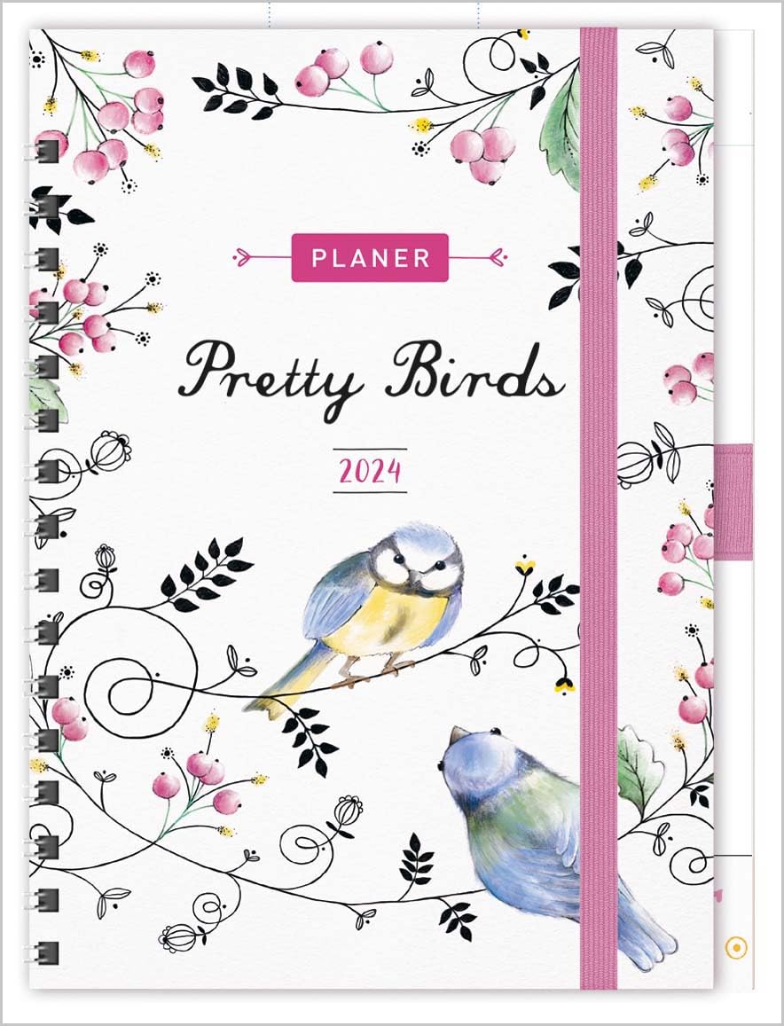 Planer Pretty Birds 2024: Familientimer-Buch mit 5 Spalten, Ferienterminen und Jahresübersicht 2024 book