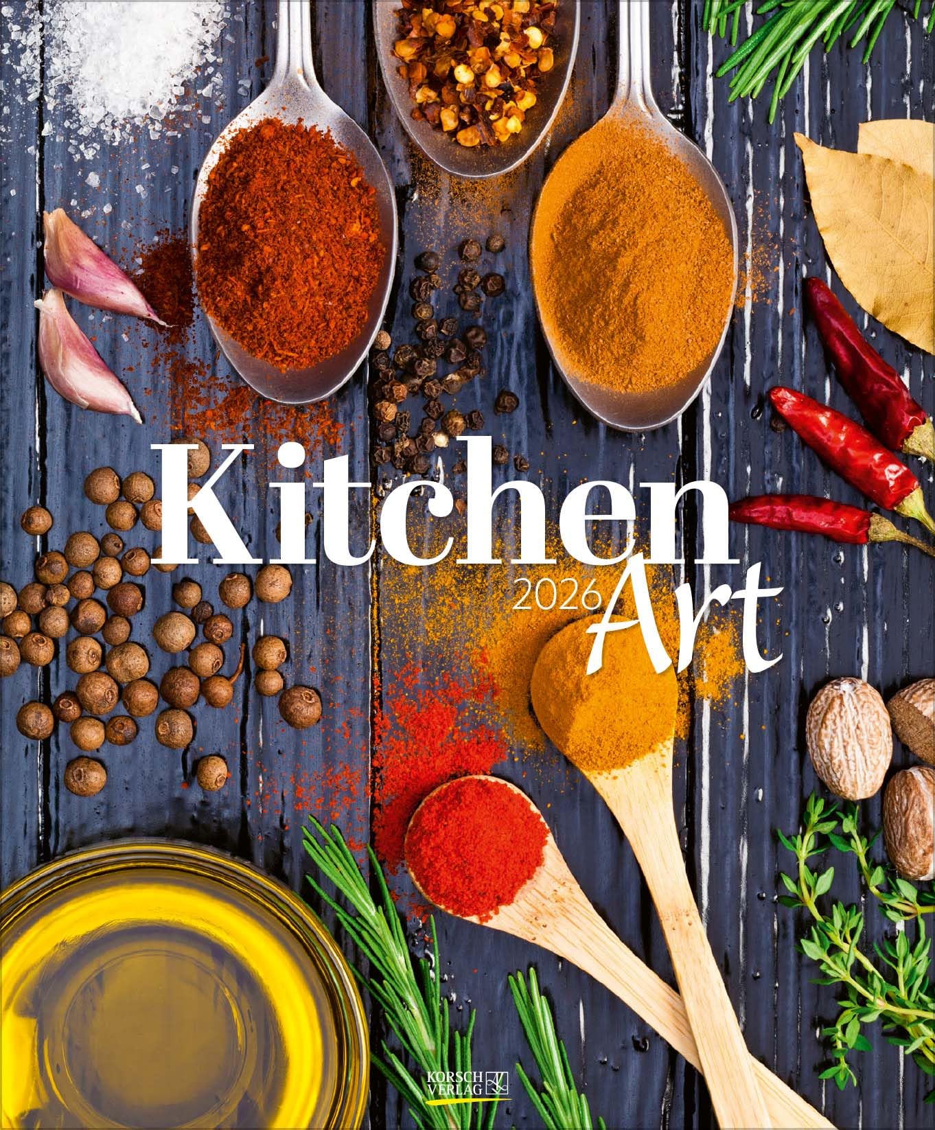Kitchen Art 2026: Großer Wandkalender. Foto-Kunstkalender mit Food-Arrangements. Hochformat 45,5 x 55 cm. Photography