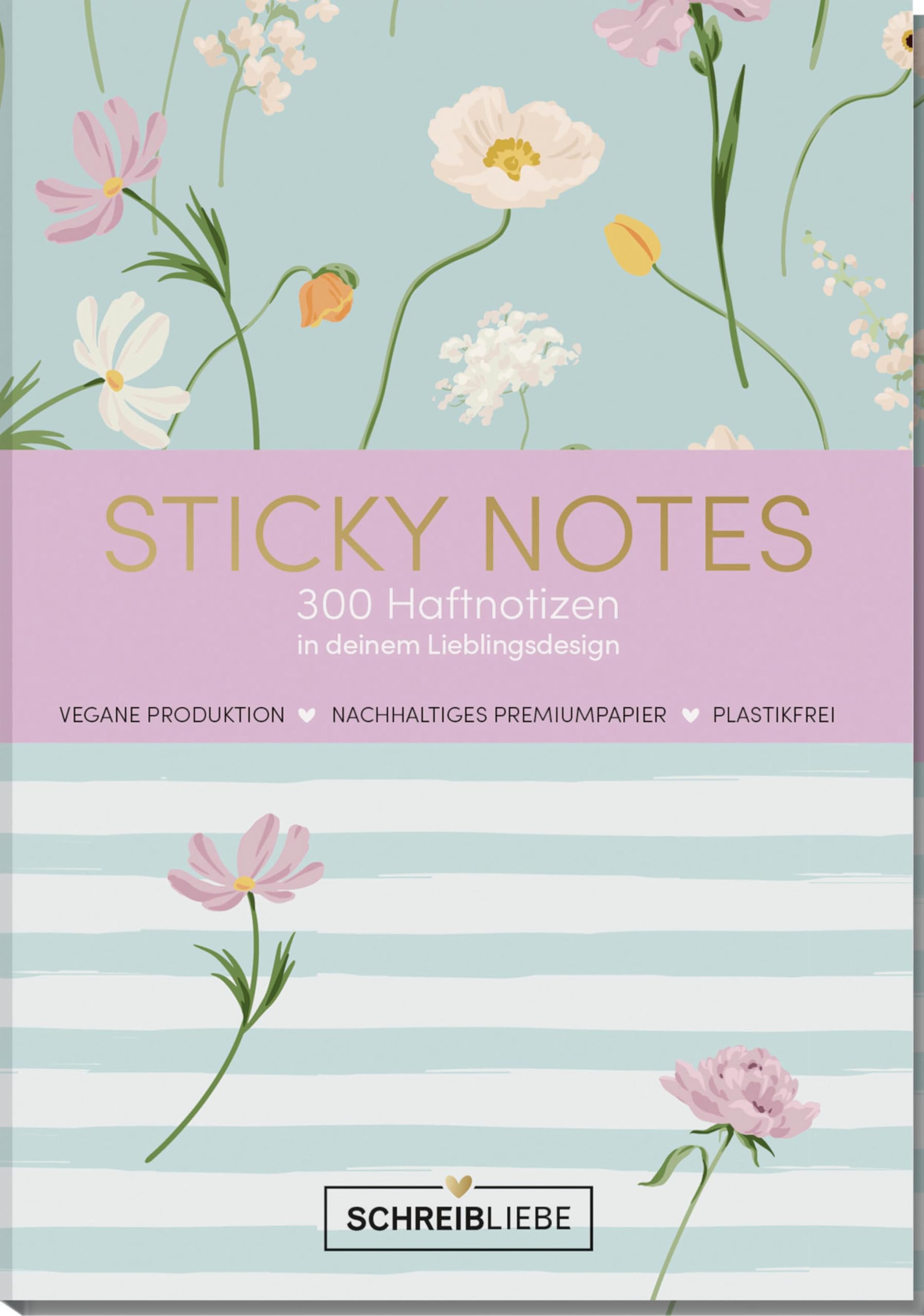 Sticky Notes Bloom: Notizzettel-Set 10,5 x 15,2 cm, 300 selbstklebende Haftnotizen in 6 verschiedene Designs - SchreibLiebe Leisure, Home & Garden