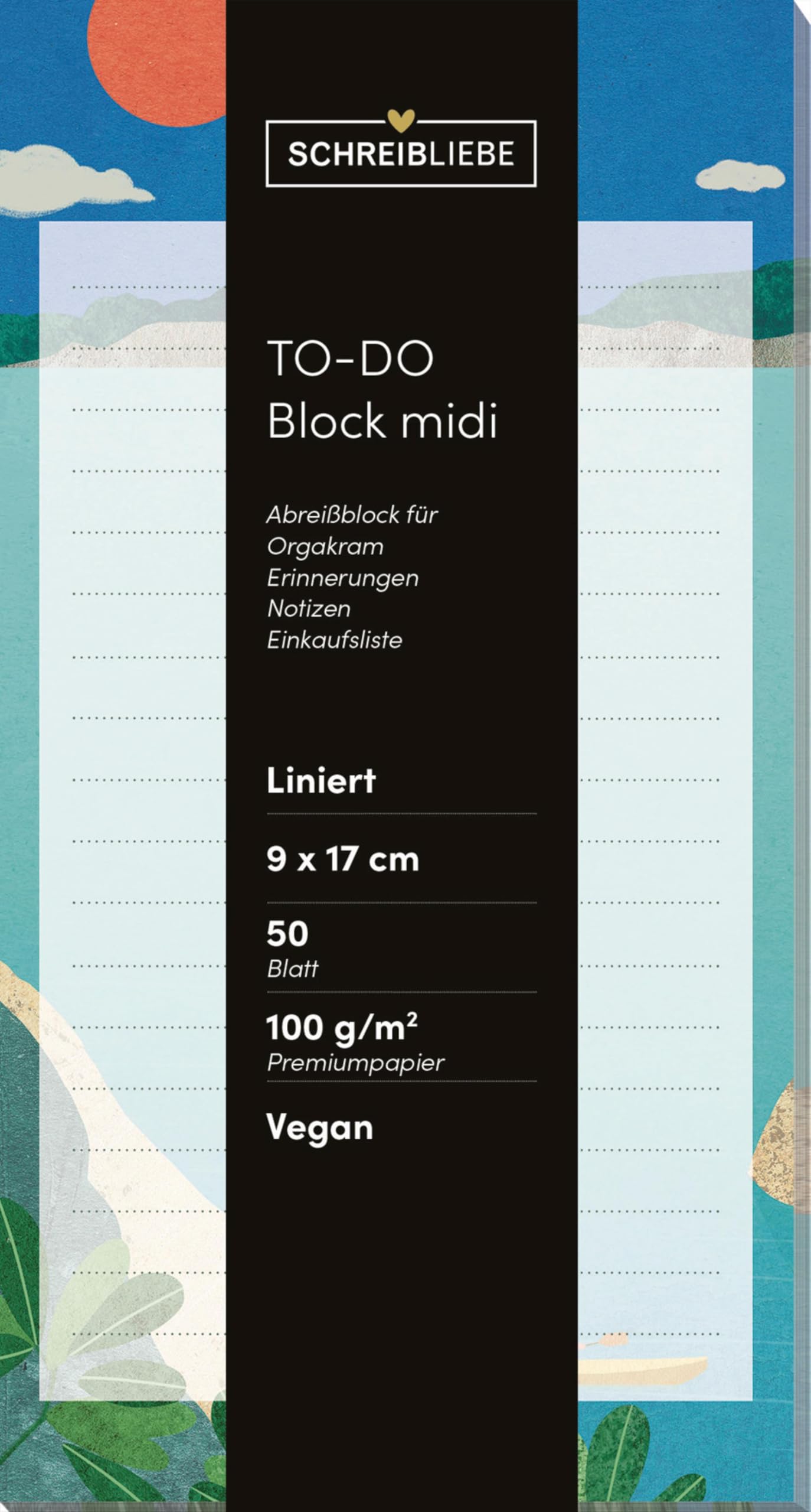 To-do Block midi Summer: Notizblock liniert, Zettel zum Abreißen, 50 Blatt, 9 x 17 cm Schreibliebe Leisure, Home & Garden