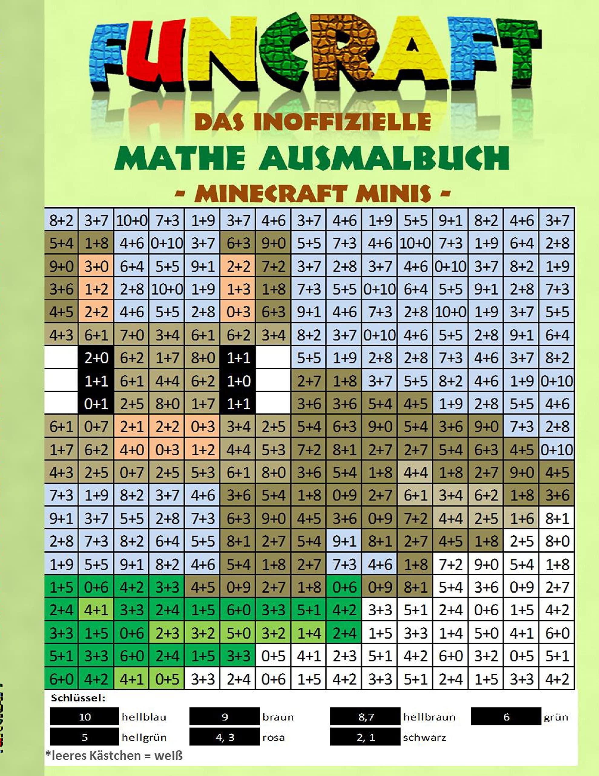 Funcraft - Das inoffizielle Mathe Ausmalbuch: Minecraft Minis (Cover Hase) Study Guides