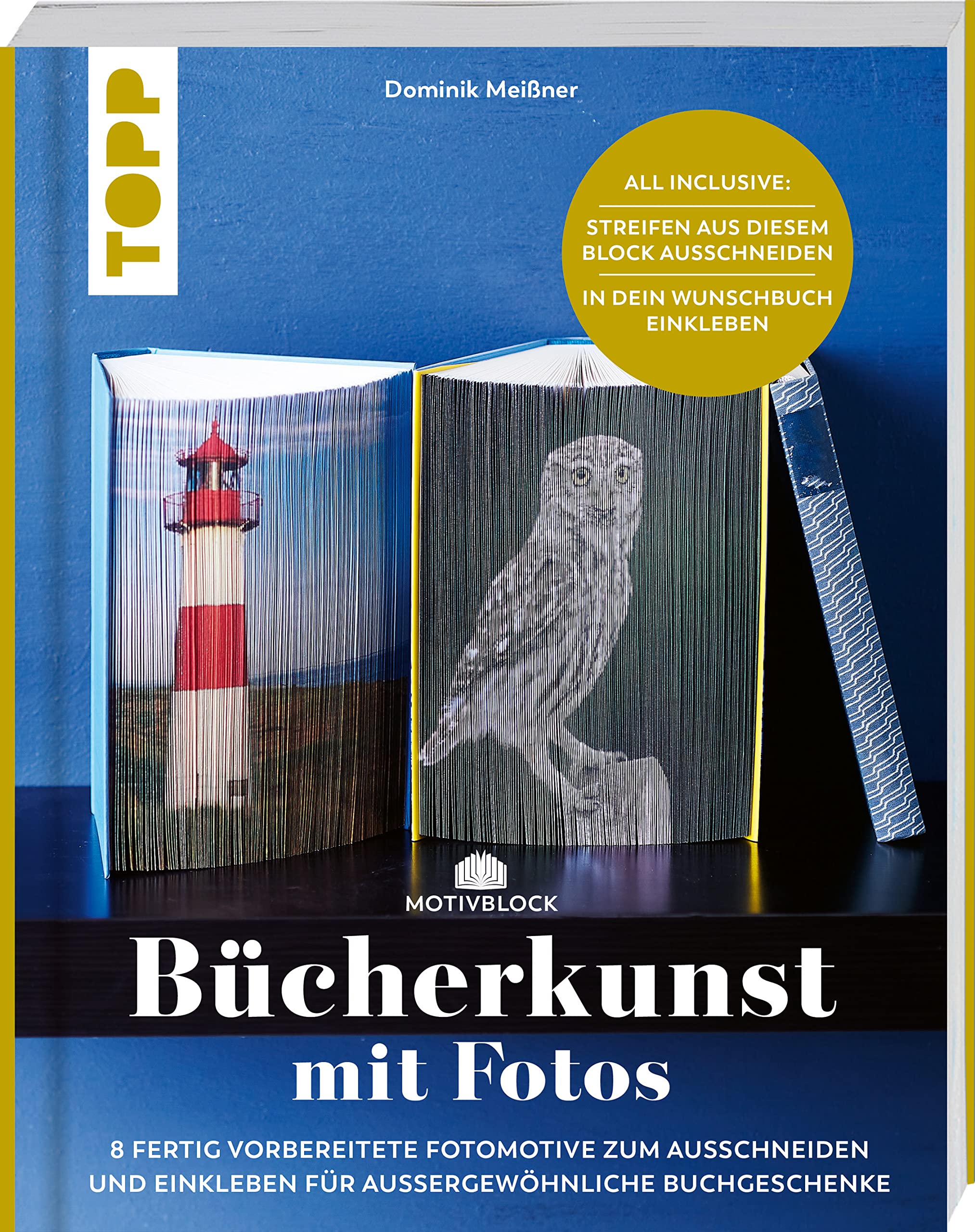 Motivblock - Bücherkunst mit Fotos. In Streifen geschnittene Fotos in ein Buch geklebt ergeben ein beeindruckendes Bild Hobbies & Crafts