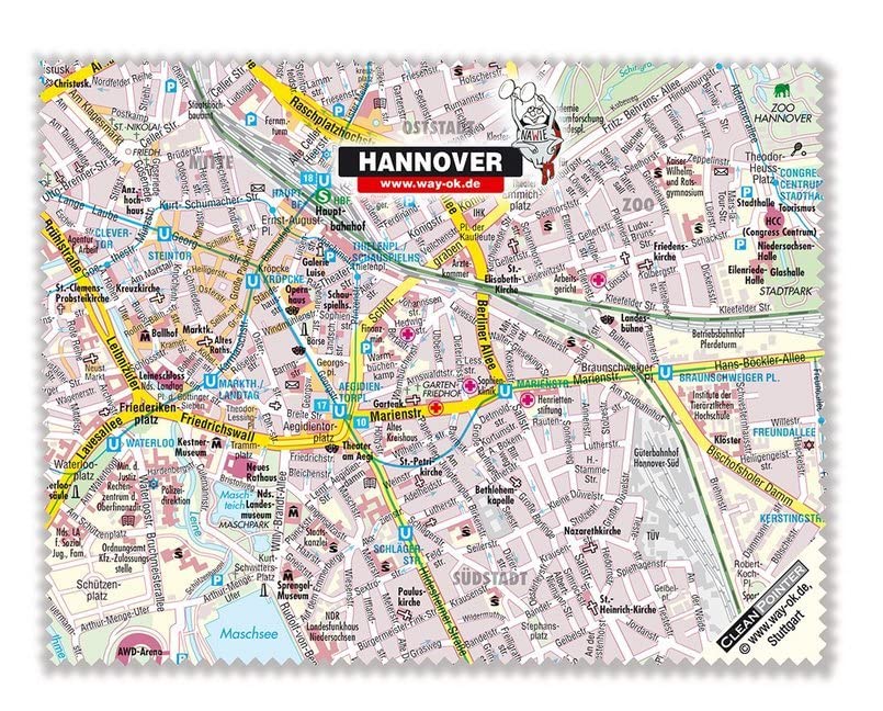 Display- und Brillentuch Hannover: mit Postkarte Maps & Plans